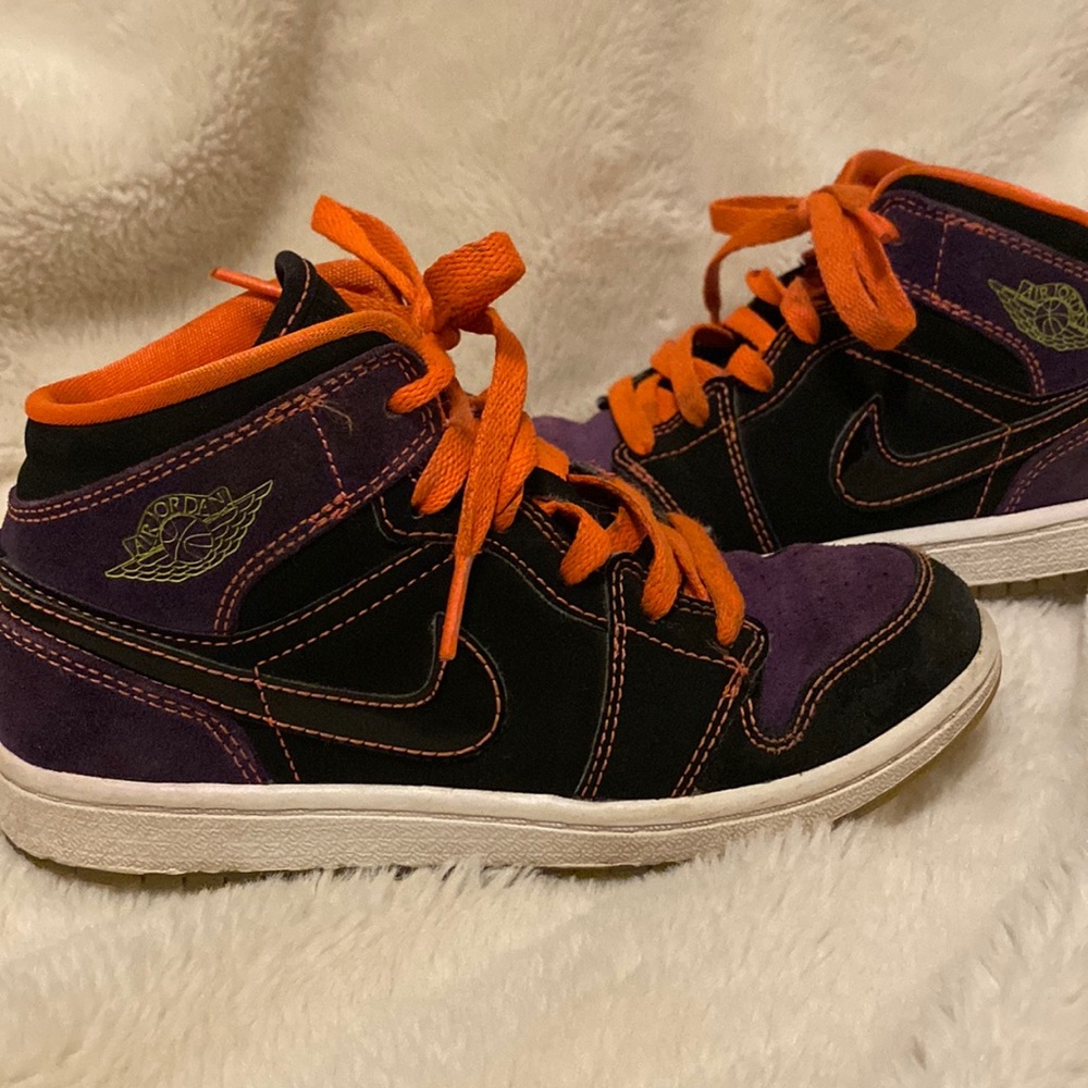 Nike Air Jordan black purple orange kids child 1Y